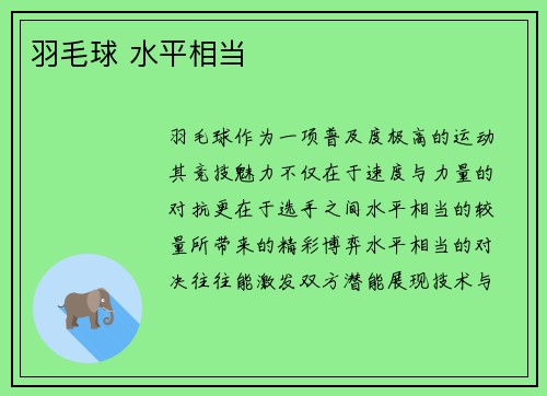 羽毛球 水平相当